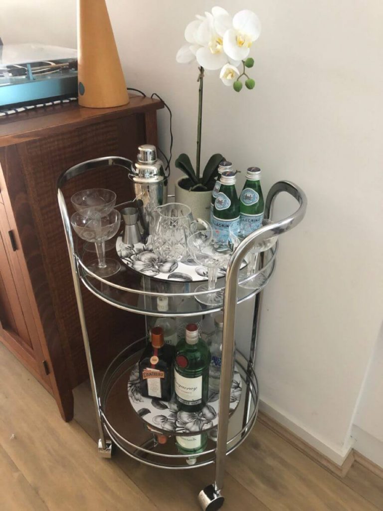 silver bar cart