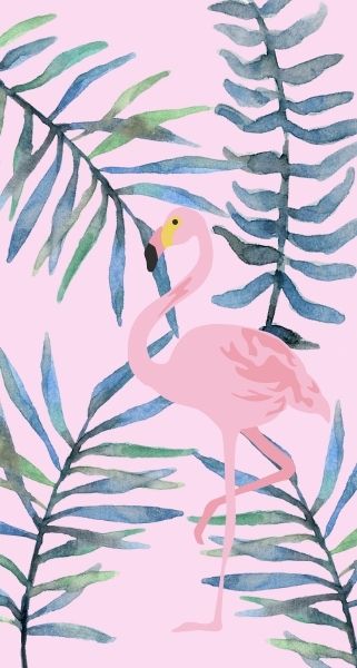 flamingo with leaves and pink background
