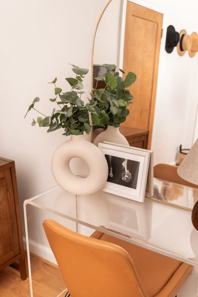 donut vase with eucalyptus