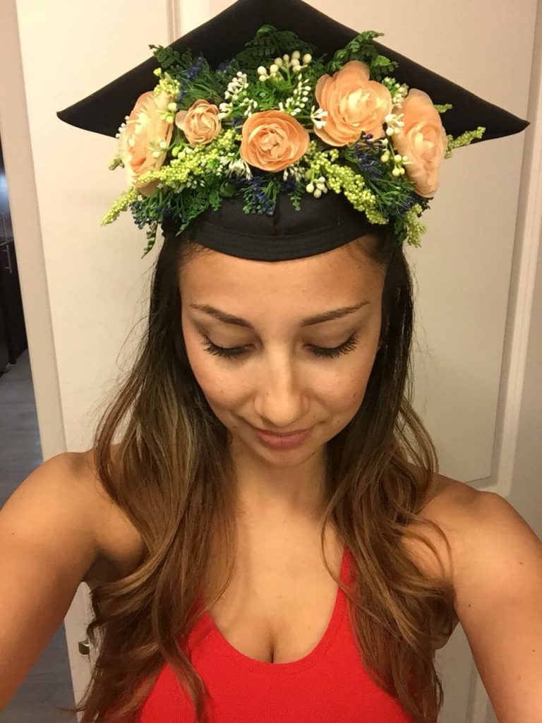 fresh flower crown graduation cap