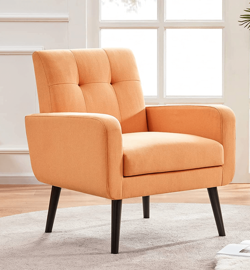 small orange armchair
