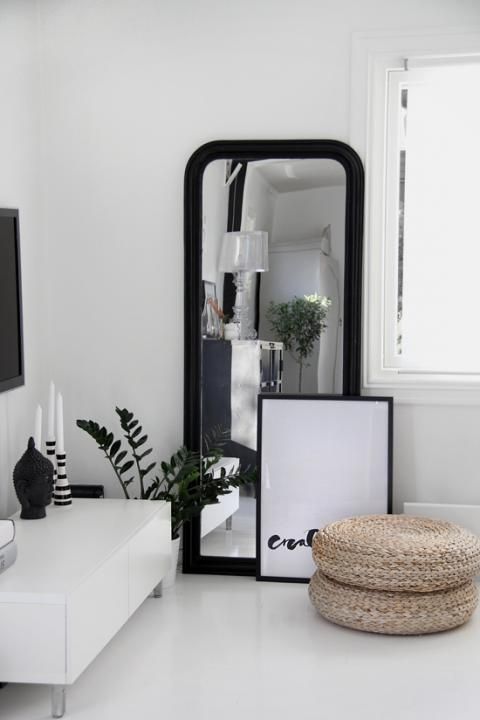 modern black floor mirror