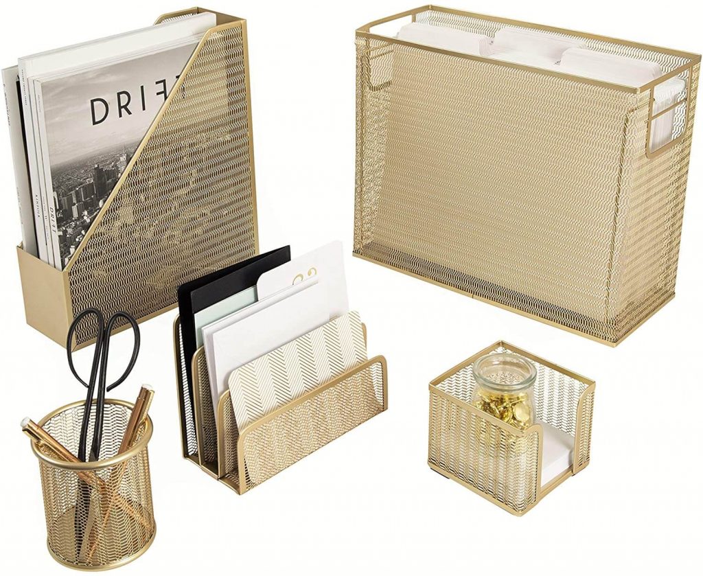 gold desk organizer set