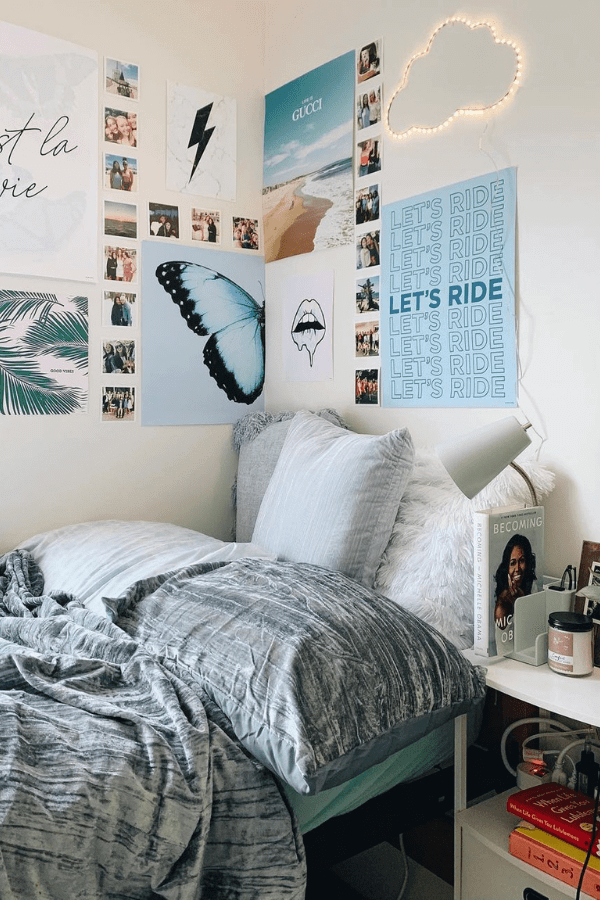 blue dorm decor