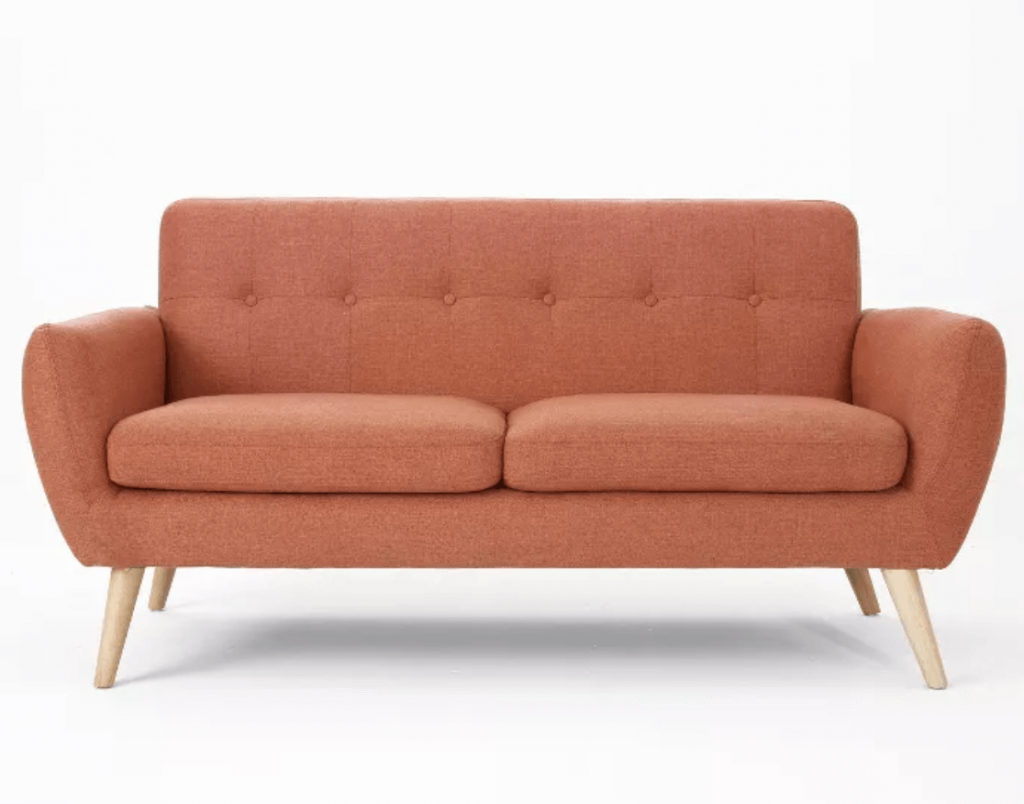 rustic orange couch