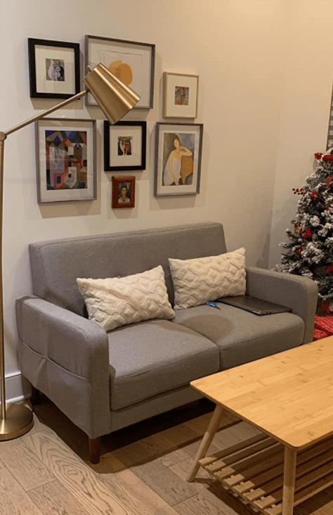 gray loveseat couch