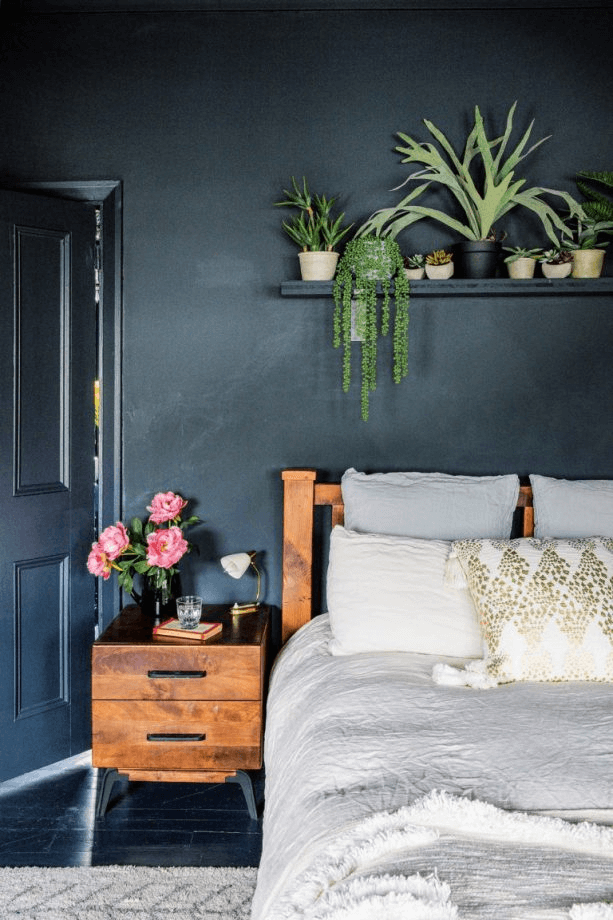 Dark eclectic bedroom