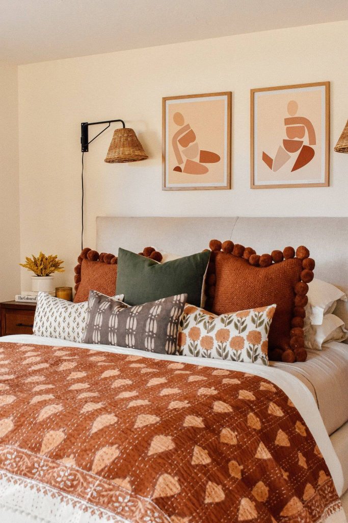 burnt orange throw pillows