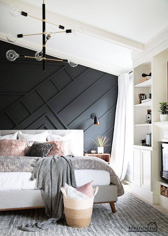 charcoal grey accent wall bedroom