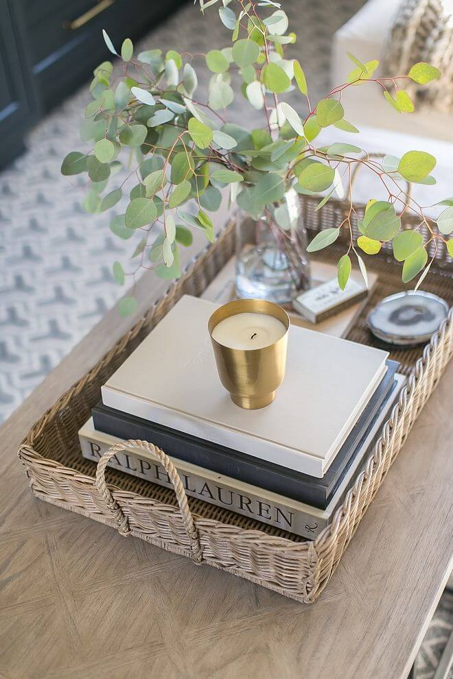 coffee table with decorative tray