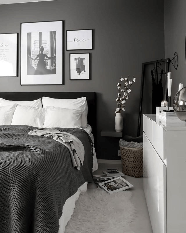 minimalist dark bedroom