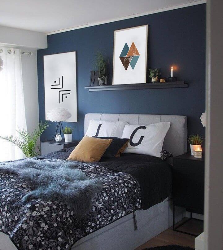 navy bedroom wall