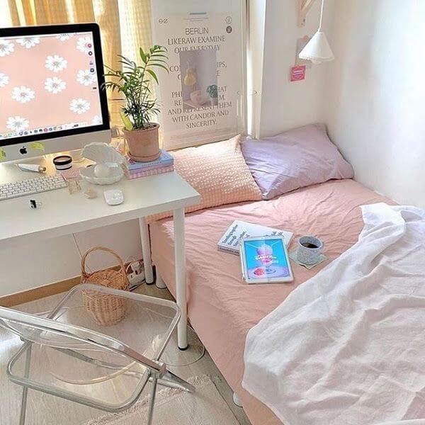pastel minimalist dorm