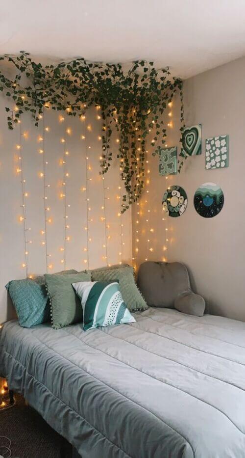 neutral boho dorm room