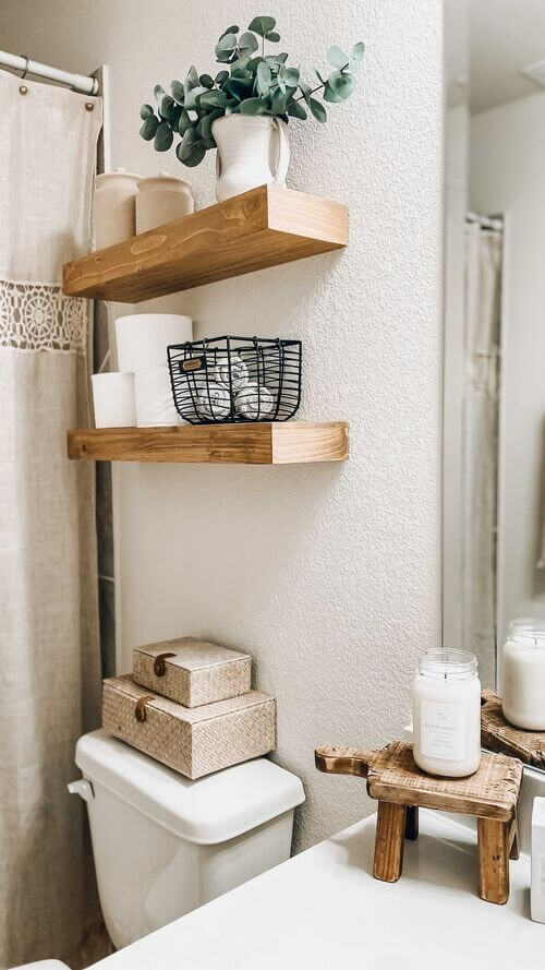 small bathroom floating shelves