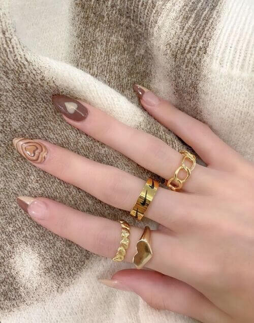 almond brown nails