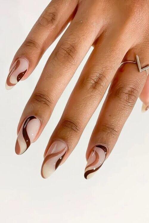 brown nails with designs
