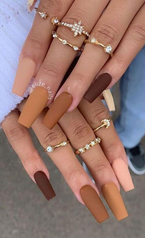 coffin brown nails