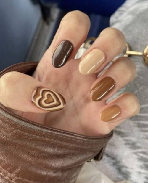 different shades of brown nails