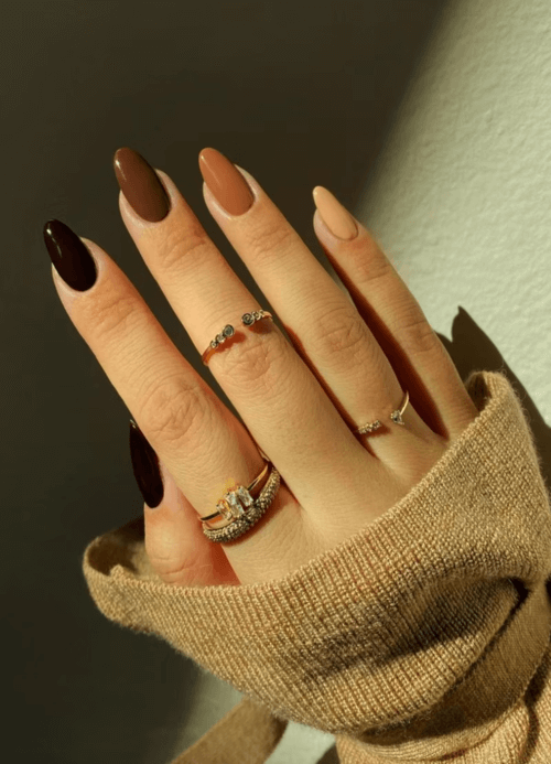 different shades of brown nails