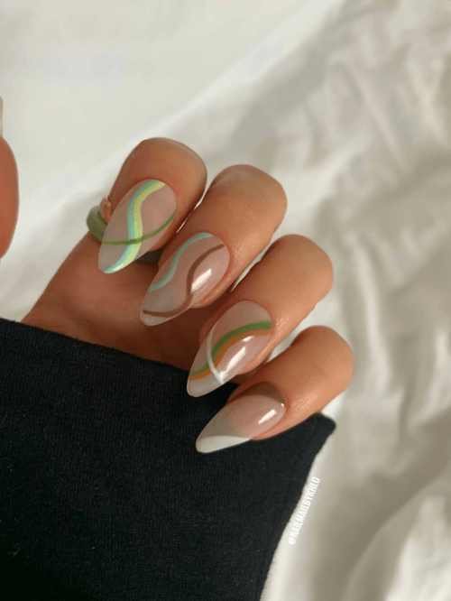 green and brown nails