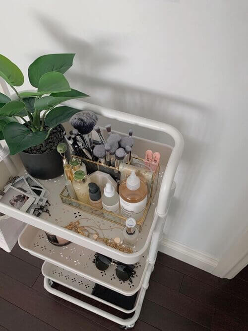how to organize skincare products in bathroom