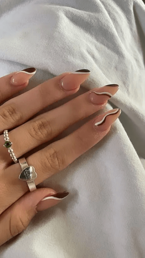 marble brown nails