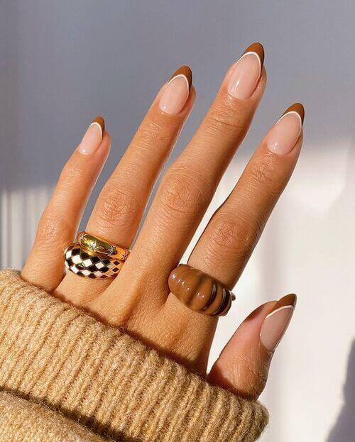 neutral brown french tip