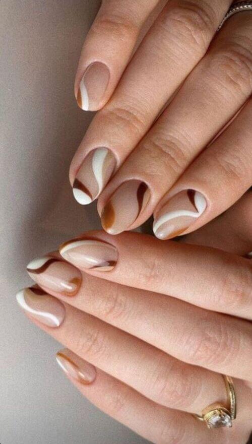 swirly brown nails