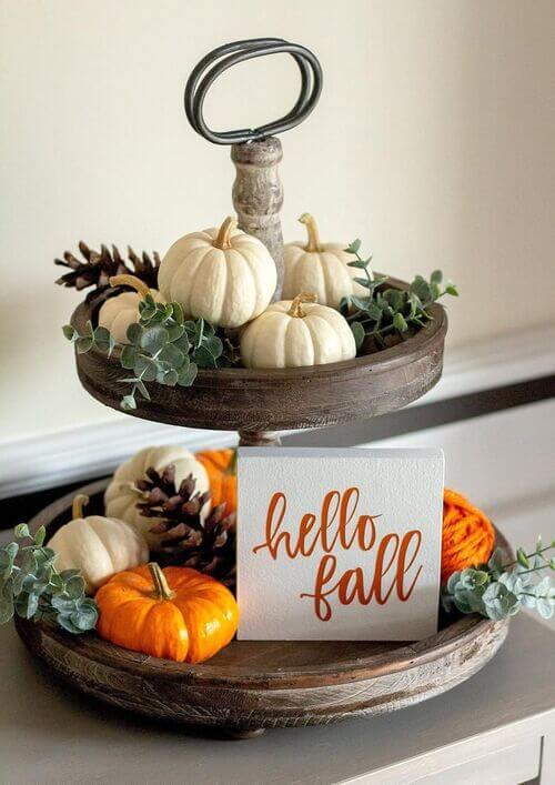 fall tiered tray decor ideas