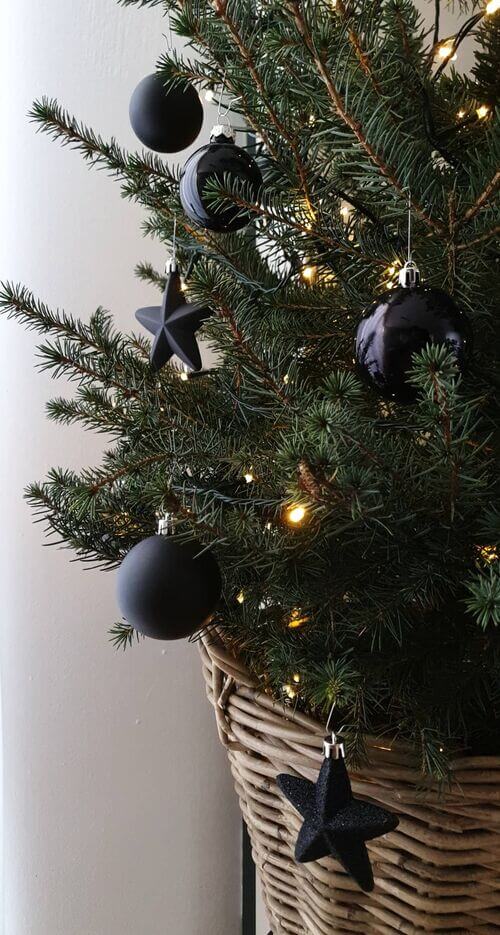 black christmas tree decor