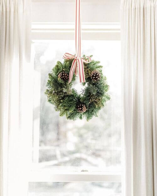 hanging wreaths on windows