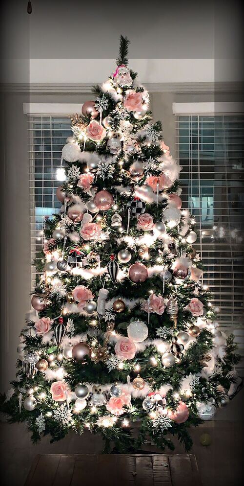 pink christmas tree decor