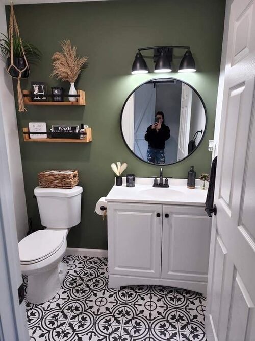 small bathroom with green walls