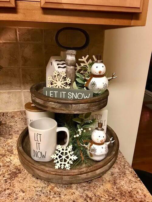 Christmas tiered tray decor