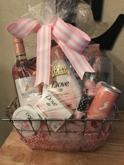 spa themed valentines basket