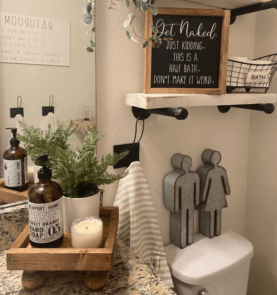 wood riser tray for bathroom