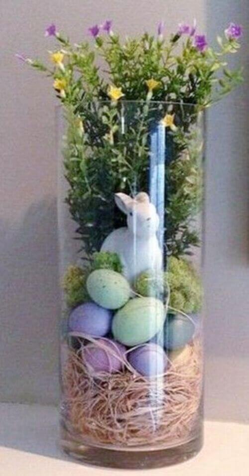 colorful easter vase decor