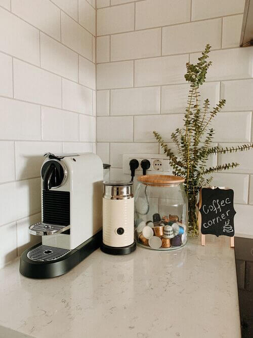kitchen counter coffee station