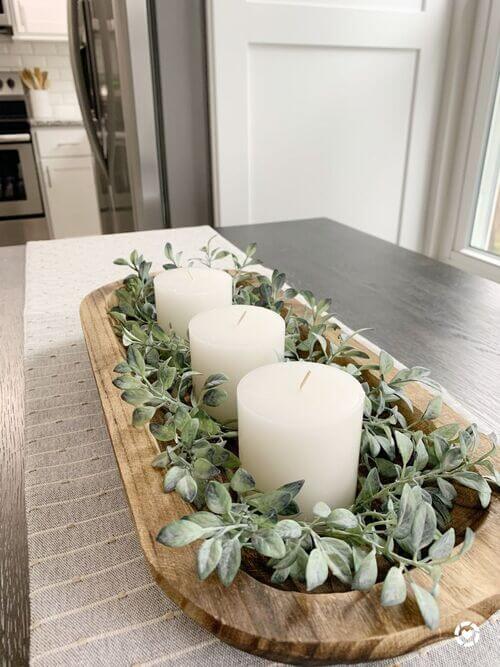 table centerpiece with dough bowl