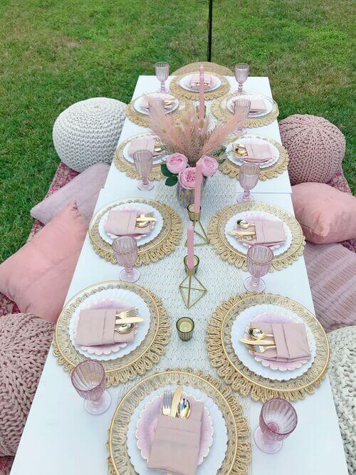 backyard grad party boho blush