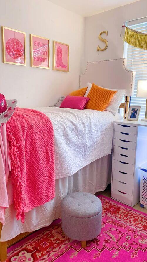 pink and white dorm