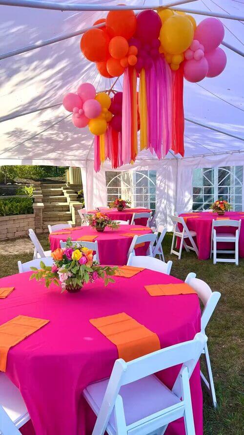 pink table graduation party decor