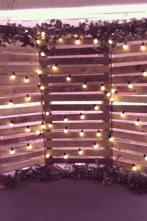 rustic photo backdrop wall for graduation party