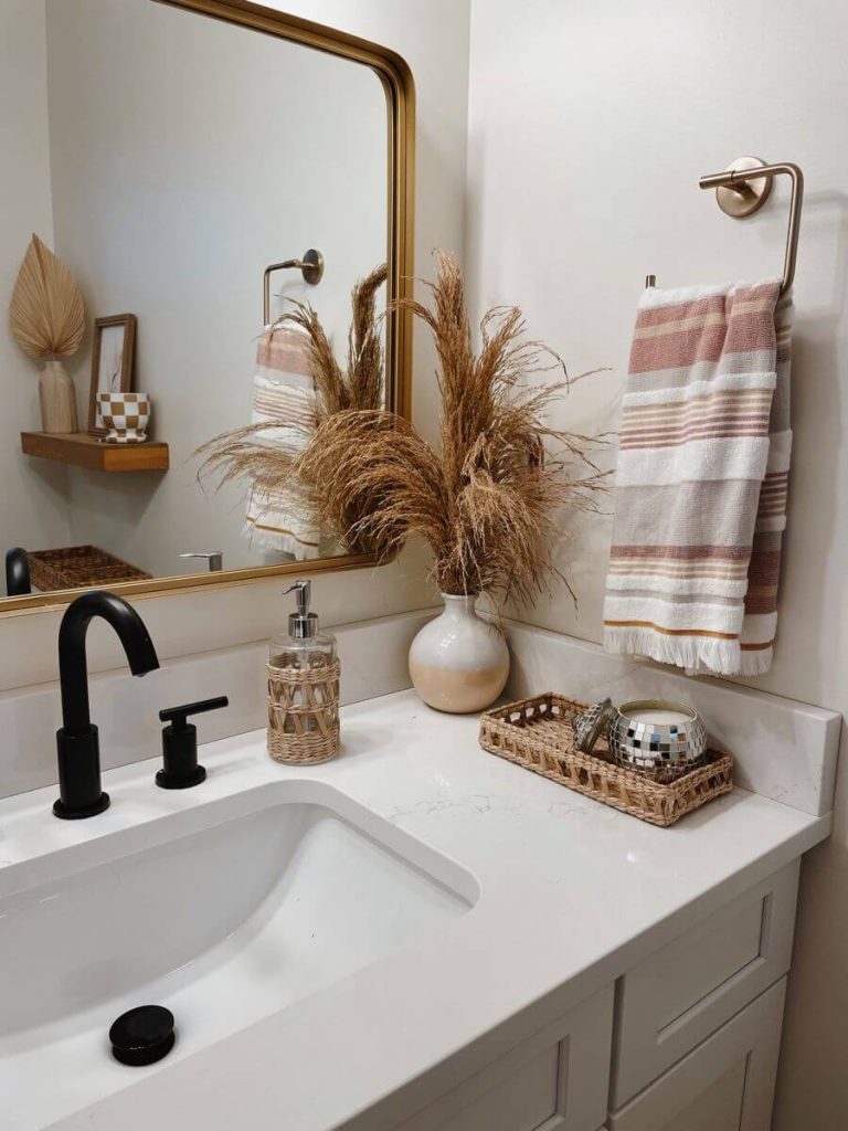 boho bathroom countertop