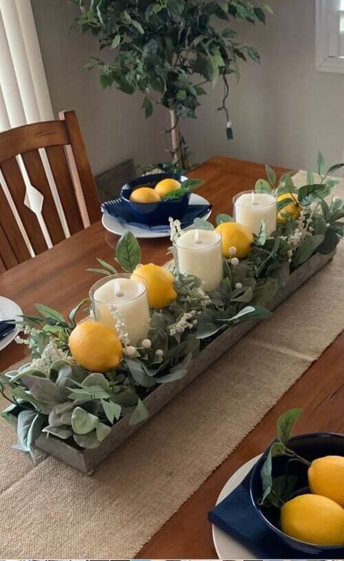 eucalyptus table decor with flowers