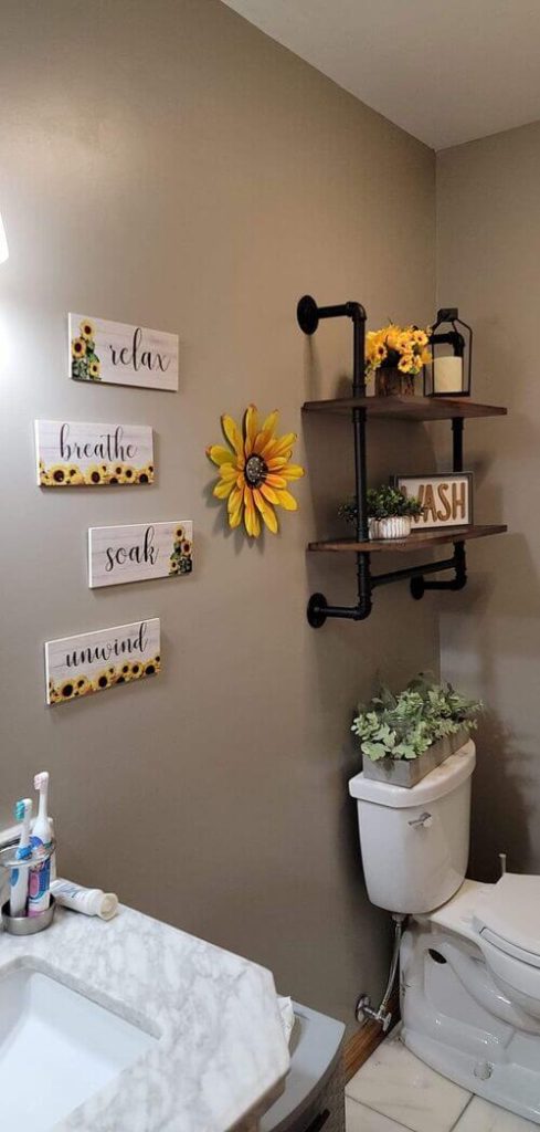 sunflower themed bathroom