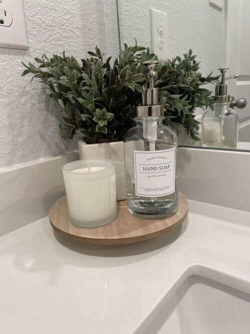 wood turntable for bathroom counter