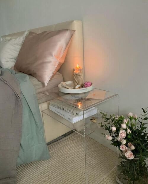 acrylic bedside table decor