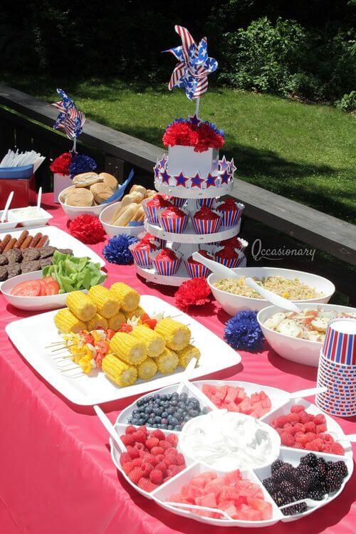 buffet station for fourth of july